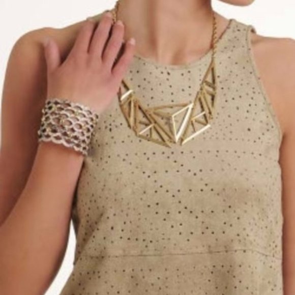 BCBGMaxAzria "Faux" Suede Caralyn Laser Cut Drape Back Tank Top, Size XS - Picture 3 of 14